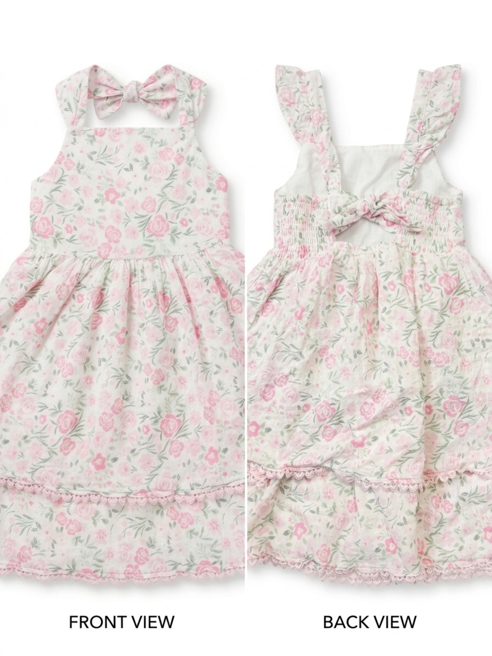 Catherine Malandrino Girls Floral Tiered Sundress Pink Size 6 Cottagecore